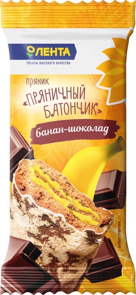 Пряник ЛЕНТА Батончик банан-шоколад Россия, 90 г