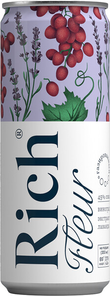 Напиток сокосодержащий RICH Fleur из винограда с ароматом лаванды газированный, 0.33л Россия, 0.33 L