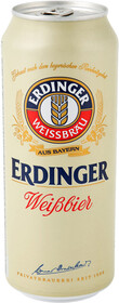 Пиво светлое ERDINGER пшеничное нефильтрованное непастеризованное неосветленное, 5,3%, ж/б, 0.5л Германия, 0.5 L
