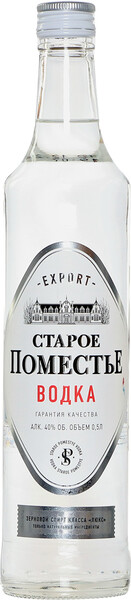 Водка СТАРОЕ ПОМЕСТЬЕ Зерновая, 40%, 0.5л Россия, 0.5 L