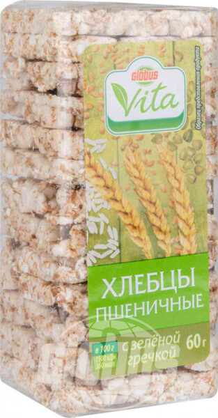 Хлебцы пшеничные Глобус Вита с зеленой гречкой, 60 г
