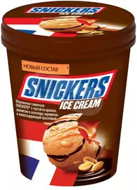 Мороженое Snickers сливочное с арахисом в шоколаде с карамелью, 340 г