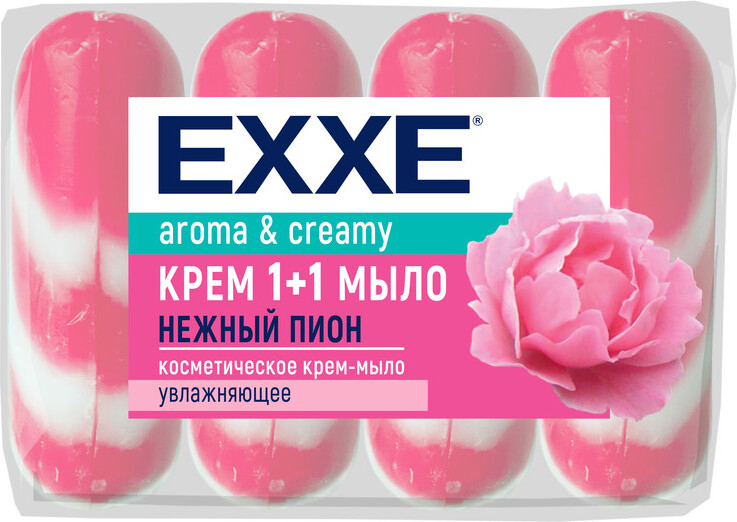 Крем-мыло Exxe 1+1 Нежный пион 90 г (4 штуки в упаковке)