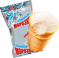 Мороженое ЗМЖ Нижнетагильский Холодильник Славный Морозко ванильное в вафельном стаканчике 6% 70г