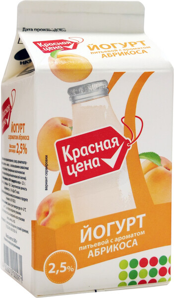 Йогурт Красная Цена молочный с ароматом абрикоса 2.5% 500г