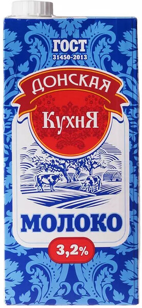 Молоко Донская кухня 3,2% жир., 950мл