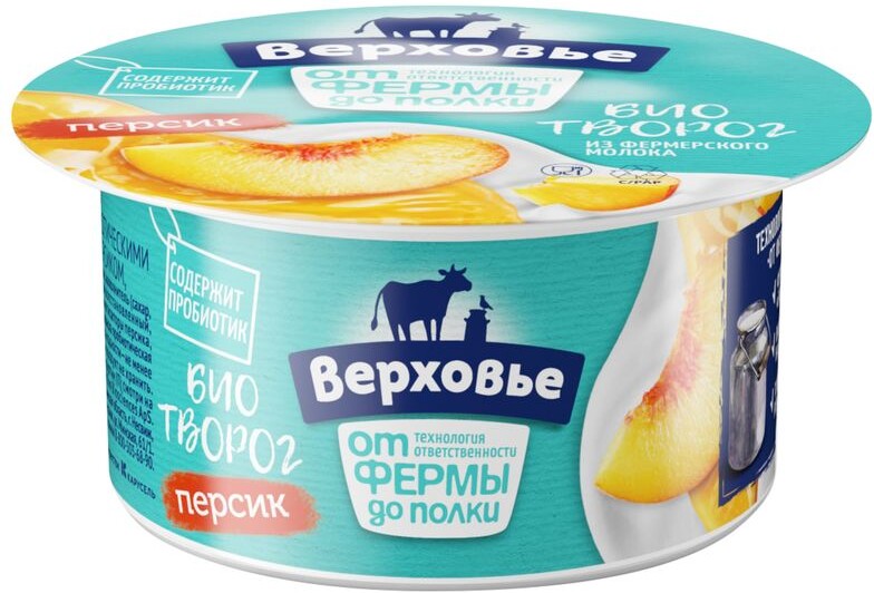 Биотворог Верховье Персик 4.2% 140г