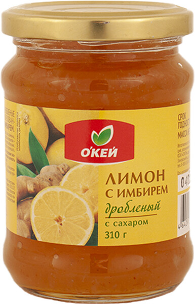 Лиимон с имбирем дробленый с сахаром ОКЕЙ 310г ст/б