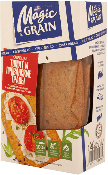 Хлебцы Magic Grain Томат и прованские травы с семенами льна и оливковым маслом 160г