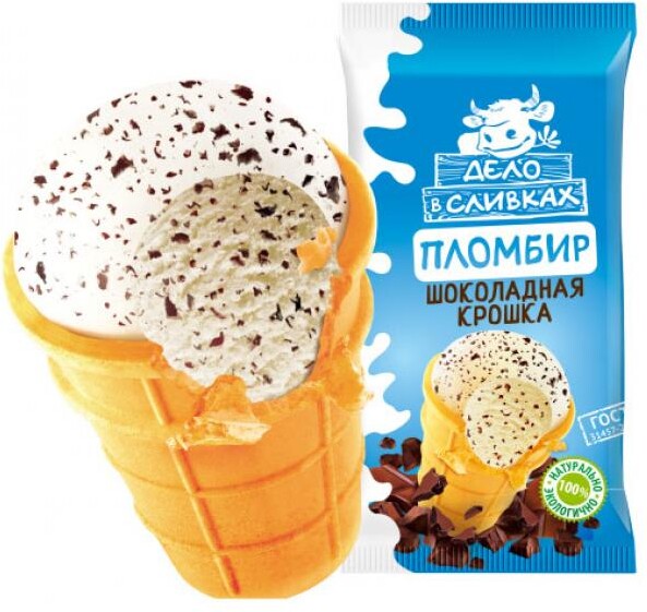 Мороженое пломбир «Дело в сливках» с шоколадной крошкой, 90 г