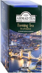 Чай Ahmad Tea Evening Tea черный мелкий без кофеина с ароматом бергамота 25 пакетиков по 1.8 г