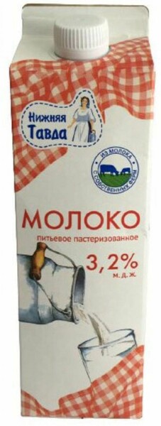 Молоко Нижняя Тавда коровье пастеризованное 3.2% 870мл