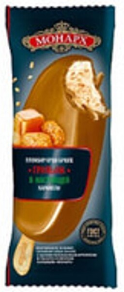 Мороженое МОНАРХ пломбир эскимо крем-брюле грильяж в карам глазури без змж Россия, 90 г