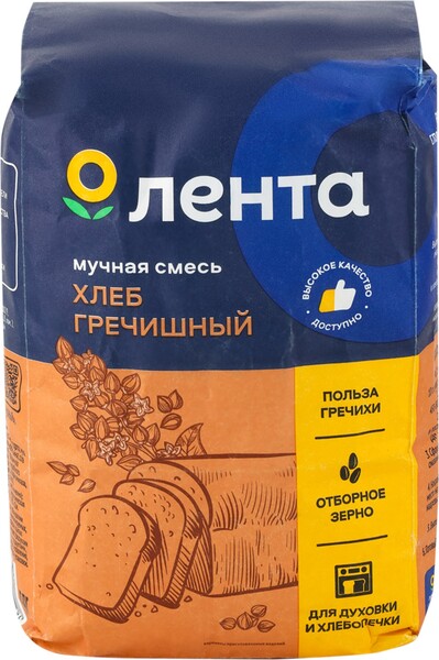 Смесь мучная ЛЕНТА Хлеб гречишный, 1кг Россия, 1000 г
