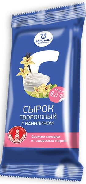 Сырок творожный Вожгалы с сахаром и ванилином 8% 100г