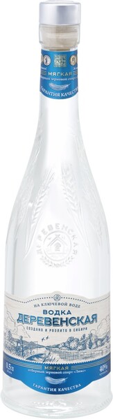 Водка ДЕРЕВЕНСКАЯ Мягкая 40%, 0.5л Россия, 0.5 L