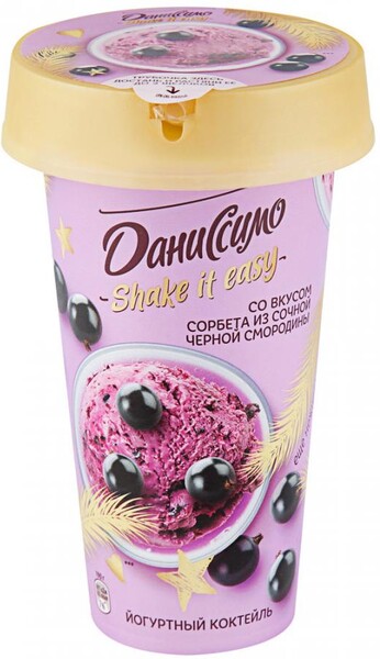 Коктейль йогуртный Даниссимо со вкусом сорбета из черной смородины 190 г