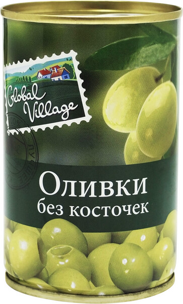 Оливки Global Village зеленые без косточки 300г