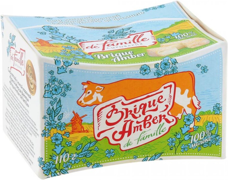 Сыр мягкий De famille Брик Амбер с мытой корочкой 50% 110 г
