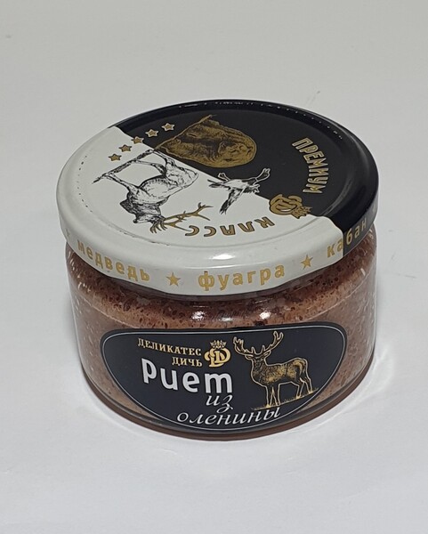 Риет из оленины с лесными грибами и клюквой 200г стекло