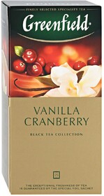 Чай Greenfield Vanilla Cranberry черный с ароматом клюквы и ванили 25 пакетиков по 1.5 г