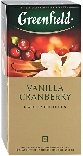 Чай Greenfield Vanilla Cranberry черный с ароматом клюквы и ванили 25 пакетиков по 1.5 г