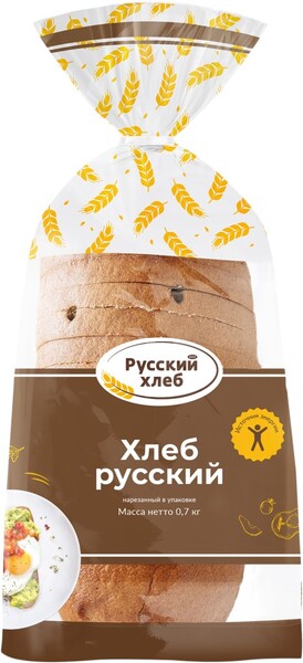 Хлеб РУССКИЙ ХЛЕБ Русский, в нарезке, 700г Россия, 700 г