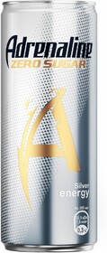Напиток энергетический ADRENALINE Rush Zero Silver тонизирующий газированный, 0.25л Россия, 0.25 L