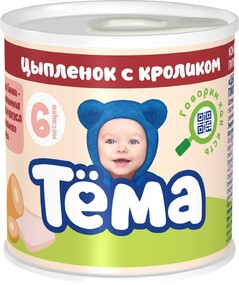 Пюре Тема 90г цыпленок с кроликом ж/б