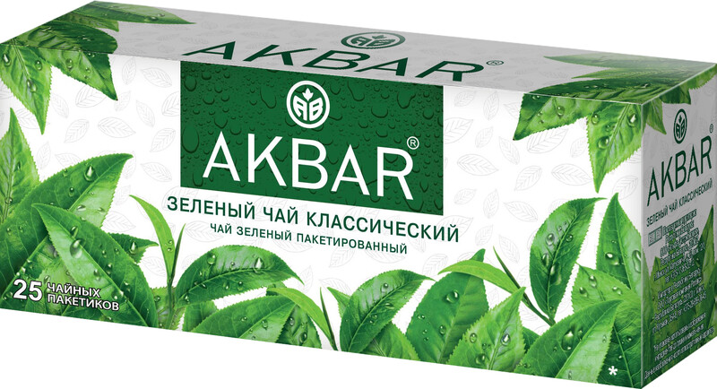 Чай зеленый байховый 25пак 50г AKBAR