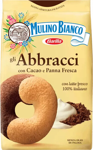 Печенье сдобное Mulino Bianco Abbracchi с какао и сливками, 350 г