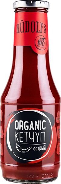 Кетчуп Rudolfs Organic томатный острый 0,53кг