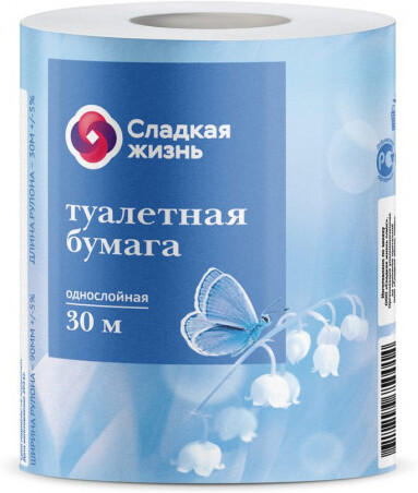Бумага Туалетная Однослойная Со Втулкой Сладкая Жизнь