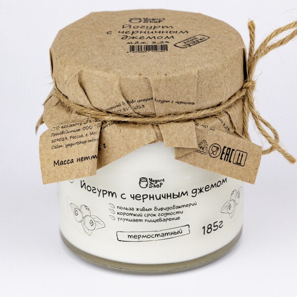Йогурт Yogurt Shop термостатный, с черничным джемом, 3,2%, 185 г