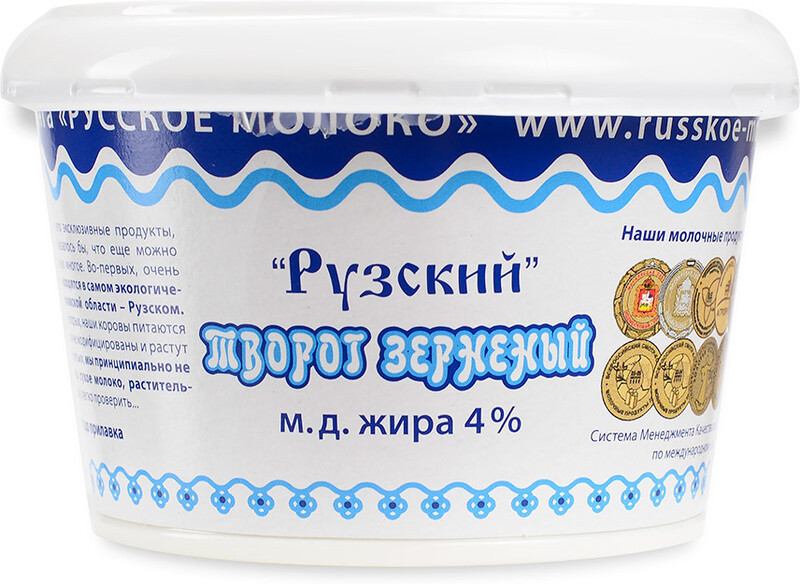 Творог Рузское молоко зерненый Рузский 4% 175 г