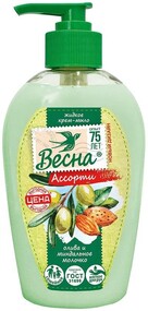 Жидкое мыло ассорти олива и миндальное молочко Весна, 280 гр., пластиковая бутылка