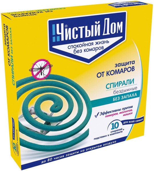 Спирали от комаров Чистый Дом, бездымные