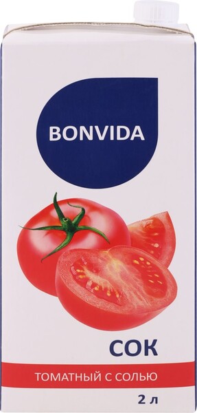 Сок BONVIDA Томатный с солью, 2л Россия, 2 L