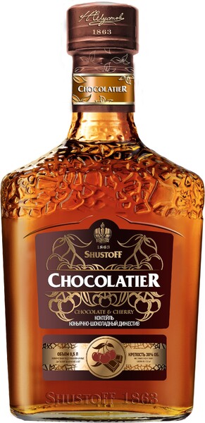 Коктейль коньячно-шоколадный Шустов Шоколатье Вишня 0,5л