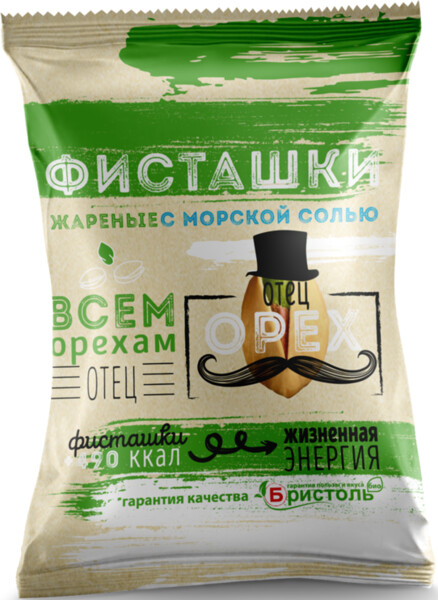 Фисташки «ОТЕЦ ОРЕХ» ЖАРЕНЫЕ С МОРСКОЙ СОЛЬЮ 40Г