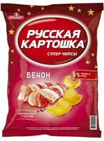Чипсы Русская картошка бекон, 80 гр., флоу-пак