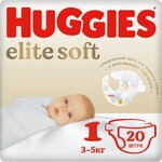 Подгузники детские HUGGIES Elite Soft 1 3–5кг, 20шт Россия, 20 шт