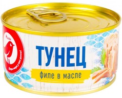 Тунец АШАН Красная птица филе в масле, 185 г