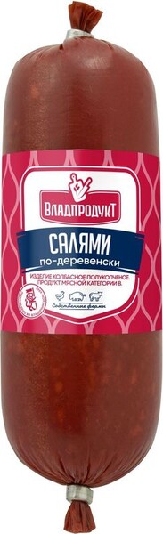 Колбаса полукопченая ВЛАДПРОДУКТ Салями По-деревенски, 300г Россия, 300 г