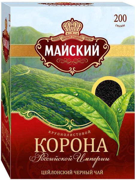 Чай черный Майский Корона Российской Империи крупнолистовой 200г