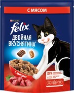 Корм для взрослых кошек сухой Felix Двойная вкуснятина с мясом, 200 г