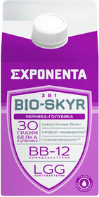 Напиток кисломолочный Exponenta Bio-Skyr Черника-голубика обезжиренный с высоким содержанием белка 500г