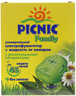 Электрофумигатор + жидкость от комаров Picnic Family 45 ночей с растительными экстрактами, 30 мл