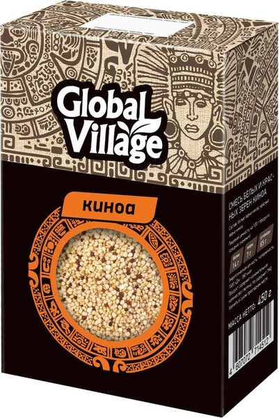 Киноа  Global Village Смесь зерен белых-красных  450г
