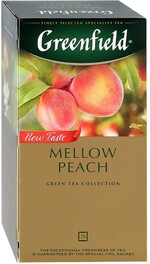 Чай Greenfield Mellow Peach зеленый с ароматом персика и мандарина и растительными компонентами, 25шт*1,8г
